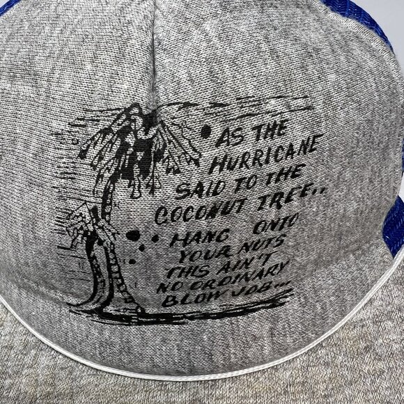 Vintage Novelty Comedy Trucker Snapback Hat Cap Hurricane Coconut Tree Dad Joke - Picture 8 of 10